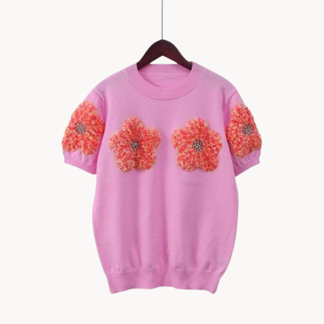 Eva | Top en tricot avec motif à fleurs