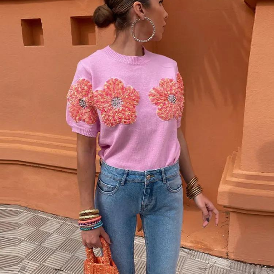 Eva | Top en tricot avec motif à fleurs